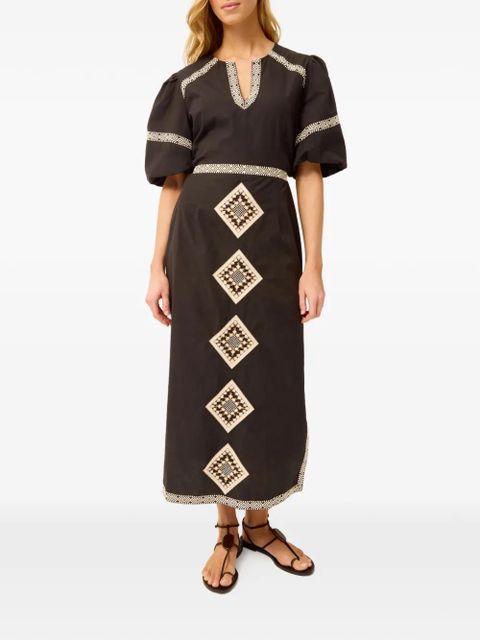 Marie Oliver embroidered V-neck midi dress - Black - zdjęcie produktu nr 1