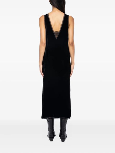 Zadig&Voltaire lace-trimmed slip midi dress - Black