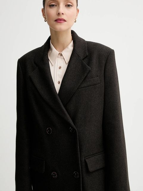 Sessun płaszcz z dodatkiem wełny kolor brązowy 25112018