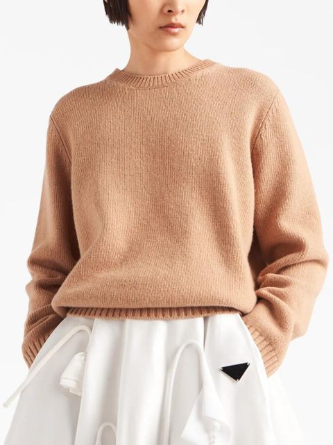 Prada triangle-logo wool jumper - Brown