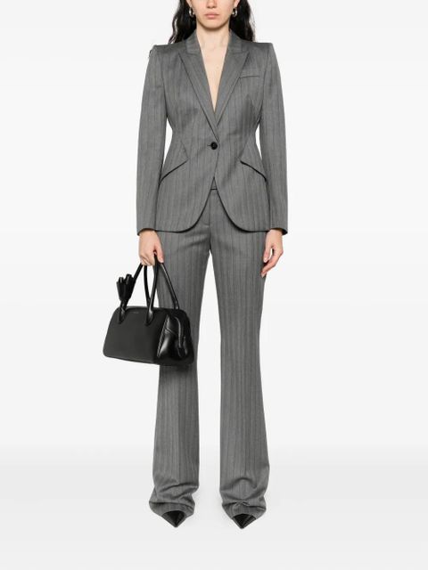 Alexander McQueen pinstripe single-breasted jacket - Grey - zdjęcie produktu nr 2