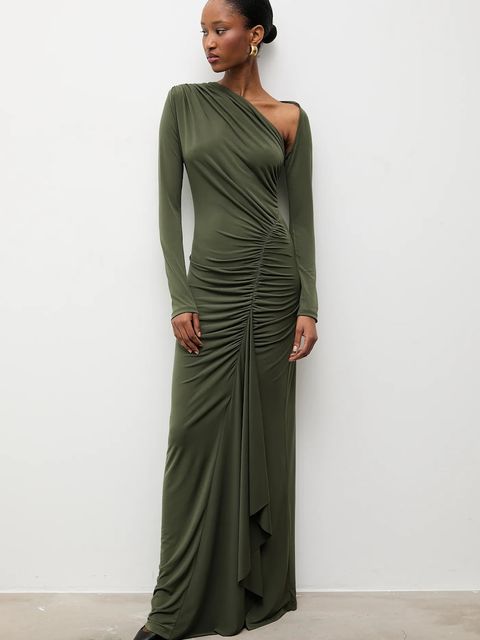 Answear.LAB sukienka kolor zielony maxi dopasowana - zdjęcie produktu nr 2
