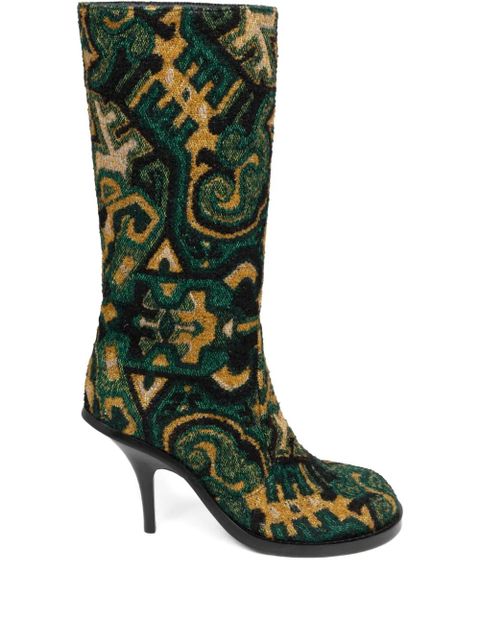 DRIES VAN NOTEN 90mm jacquard round-toe boots - Green - zdjęcie produktu nr 1