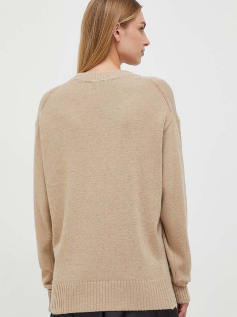 Trussardi sweter z domieszką wełny damski kolor beżowy lekki - zdjęcie produktu nr 2