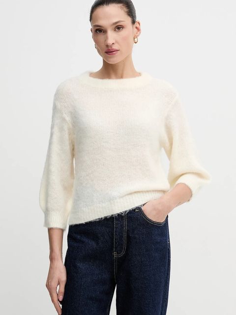 United Colors of Benetton sweter z dodatkiem moheru damski kolor beżowy 1VAAD10F4 - zdjęcie produktu nr 1