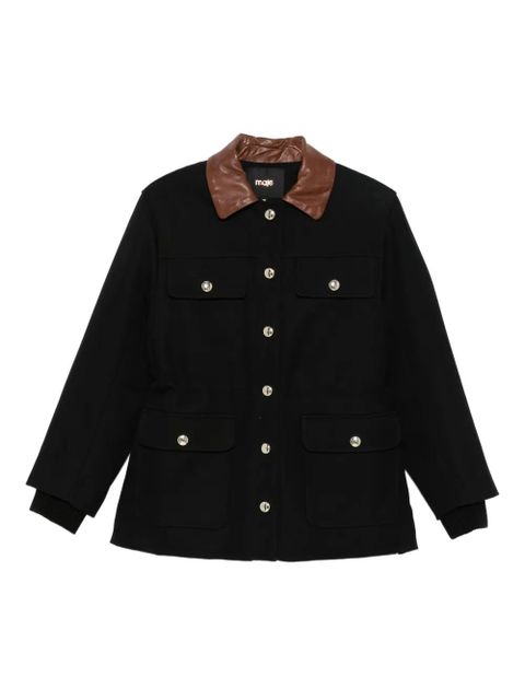 Maje leather-collar button-front jacket - Black - zdjęcie produktu nr 1