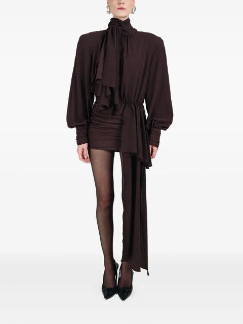 Rowen Rose draped-detail mini dress - Brown