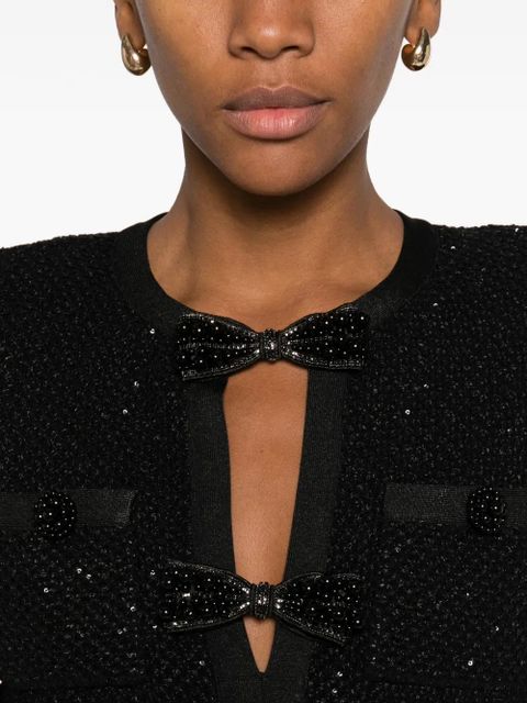 Self-Portrait sequin bow mini dress - Black