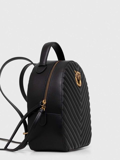 Pinko plecak skórzany damski kolor czarny mały z aplikacją 102530.A1J2 - zdjęcie produktu nr 2