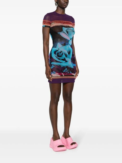 Jean Paul Gaultier Roses mesh minidress - Blue