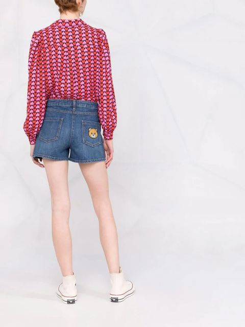 Moschino Teddy Bear patch denim shorts - Blue