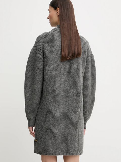 G-Star sukienka wełniana 0 kolor szary mini oversize D27217.D770 - zdjęcie produktu nr 2