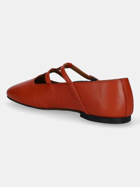 Tommy Hilfiger baleriny skórzane SMOOTH LEATHER T-BAR BALLERINA kolor pomarańczowy FW0FW09153