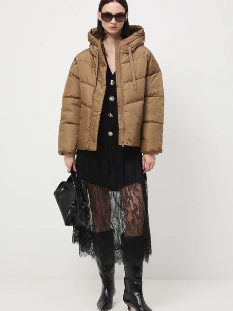 Medicine kurtka damska kolor beżowy zimowa oversize