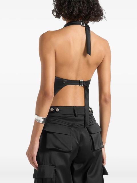 Manière De Voir Claudette satin halterneck backless top - Black