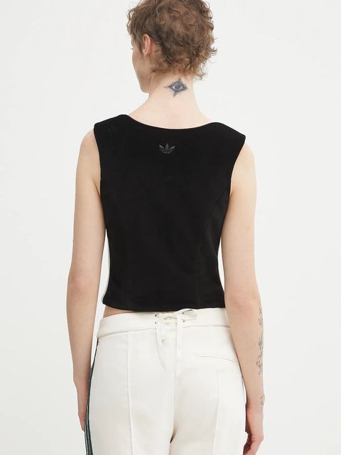 adidas Originals top welurowy Velvet kolor czarny KF4693