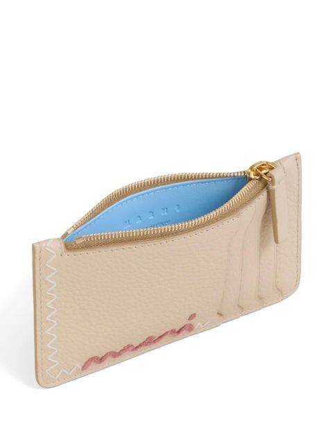 Marni logo-embroidered wallet - Neutrals
