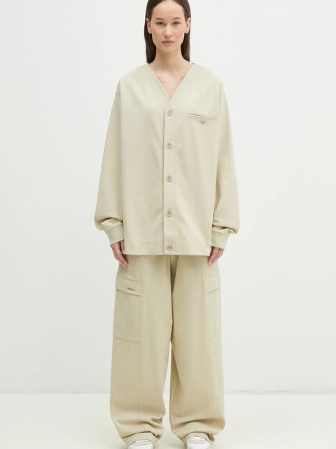 Pangaia spodnie dresowe kolor beżowy gładkie 10002239