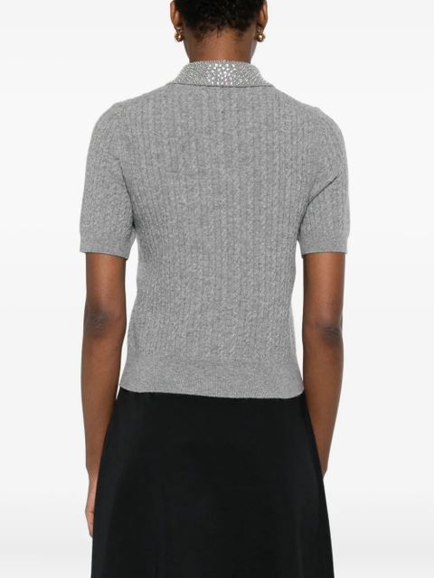 Maje embellished cable-knit lolo top - Grey