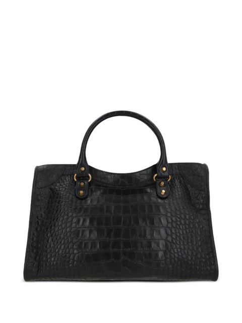 Balenciaga medium Le City crocodile-embossed top-handle tote bag - Black
