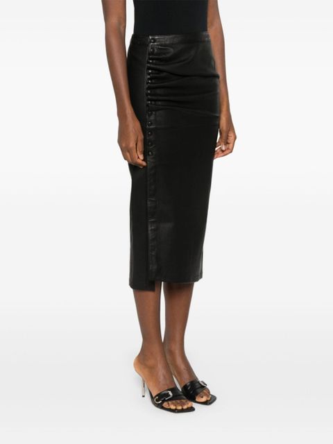 Rabanne gathered-detail leather skirt - Black - zdjęcie produktu nr 2