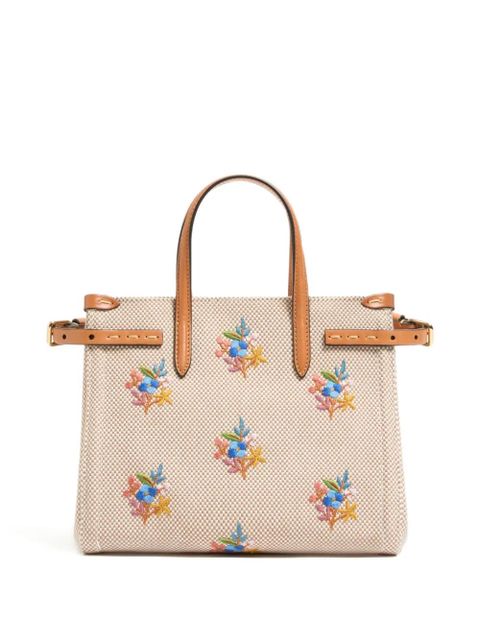 Valentino Garavani Antibes floral embroidered canvas shoulder bag - Neutrals