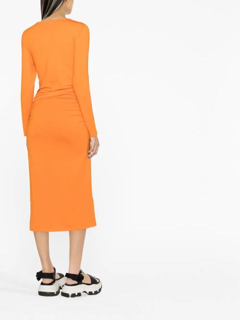 GANNI V-neck long-sleeve dress - Orange
