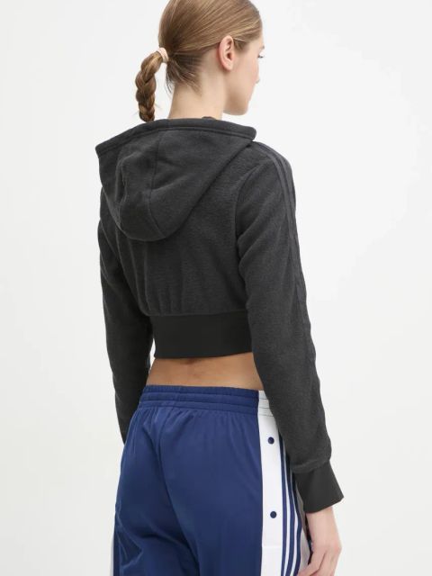 adidas Originals bluza Femme Galore Short Fulzip Hoodie damska kolor szary z kapturem z aplikacją JN3006