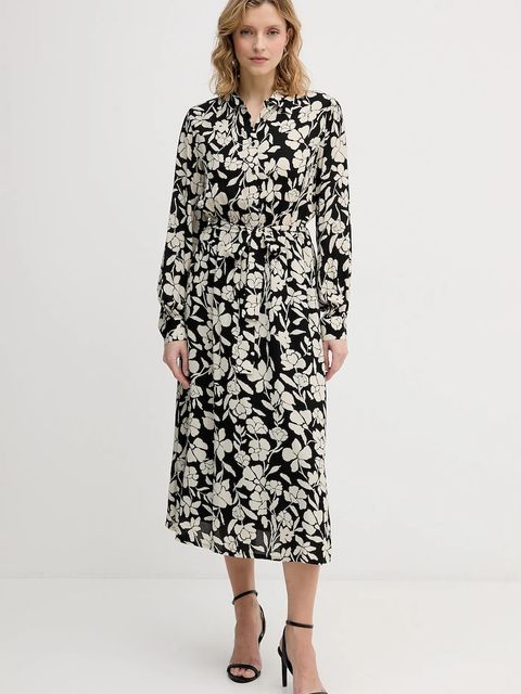 United Colors of Benetton sukienka kolor beżowy midi rozkloszowana 40IGDV0C1 - zdjęcie produktu nr 1