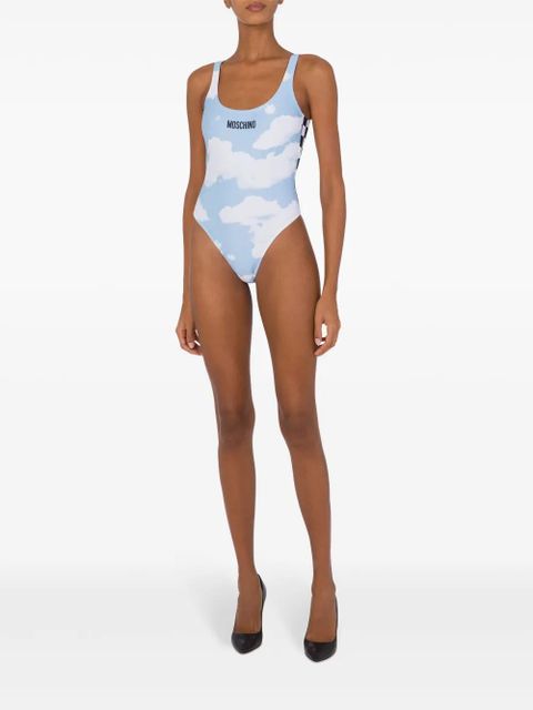 Moschino cloud-print swimsuit - Blue