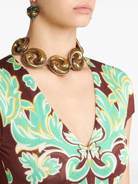 ETRO graphic-print jersey dress - Green