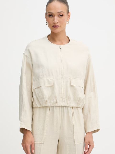 United Colors of Benetton kurtka przejściowa damska lniana - zdjęcie produktu nr 1