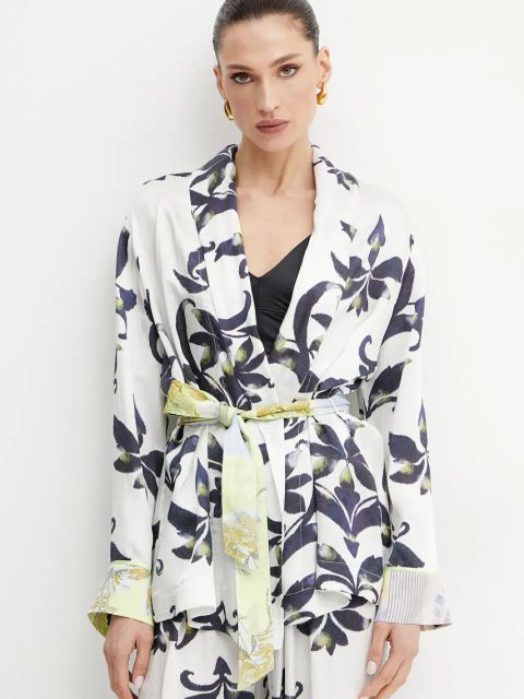 Forte Forte marynarka kolor biały niezapinana wzorzysta 13901 my jacket