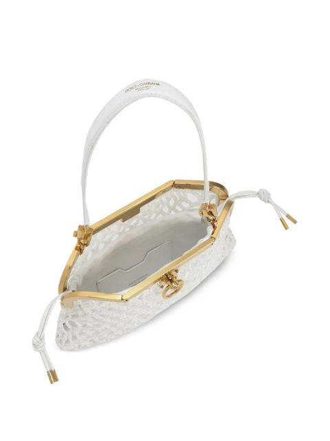 Dolce & Gabbana Amanda handbag in mesh and palmellato calfskin - White