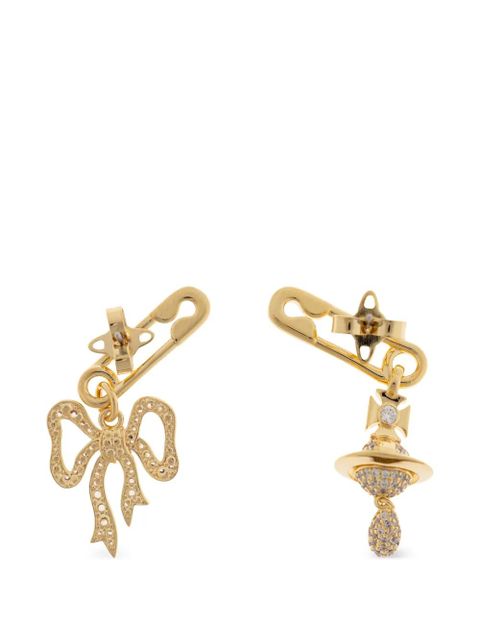 Vivienne Westwood safety-pin bow-pendant earrings - Gold