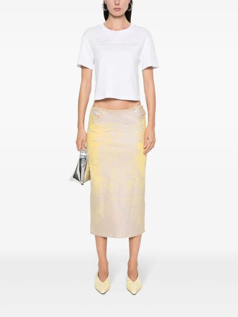 Blumarine rhinestone embellished cotton T-shirt - White