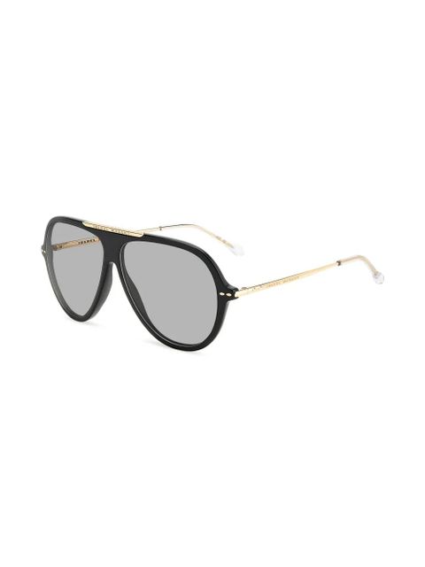 Isabel Marant Eyewear logo-engraved navigator-frame sunglasses - Black - zdjęcie produktu nr 2