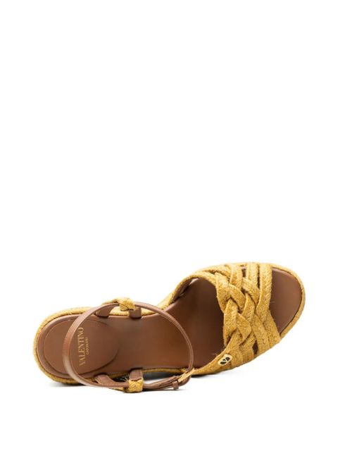 Valentino Garavani VLogo Signature braided wedge sandals - Neutrals
