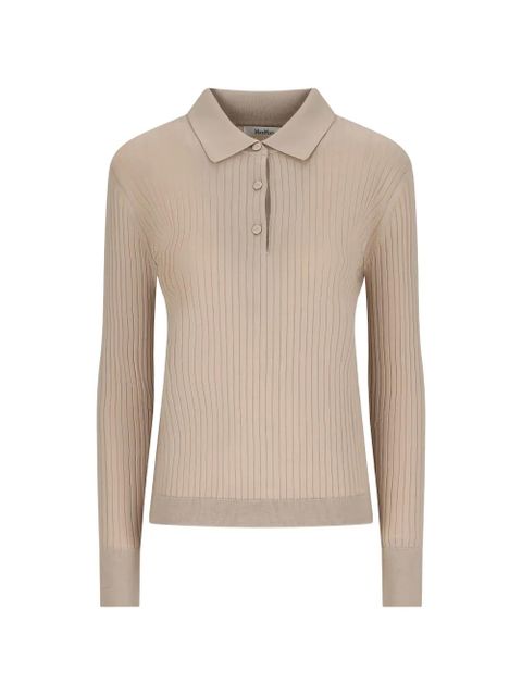 Max Mara ribbed collared polo top - Neutrals - zdjęcie produktu nr 1