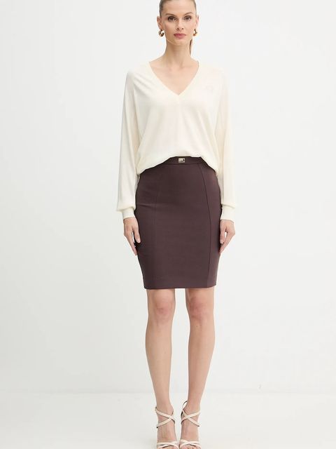 Elisabetta Franchi spódnica kolor bordowy mini ołówkowa GO14757E2 - zdjęcie produktu nr 2