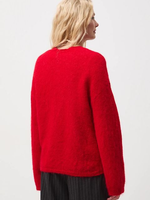 Medicine sweter z wełną alpaki kolor czerwony