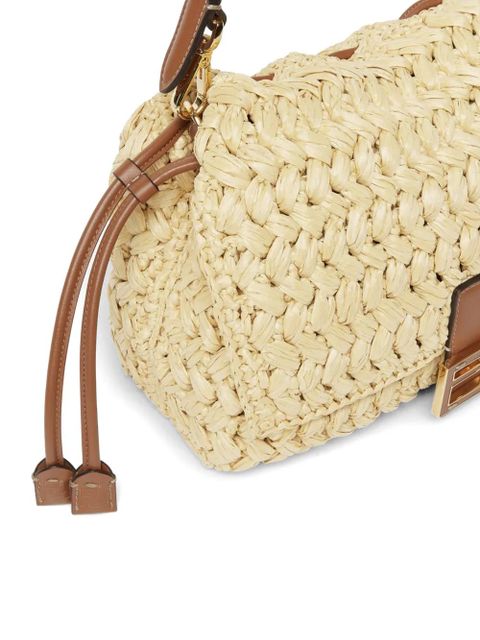 FENDI Mama Baguette woven-raffia shoulder bag - Neutrals