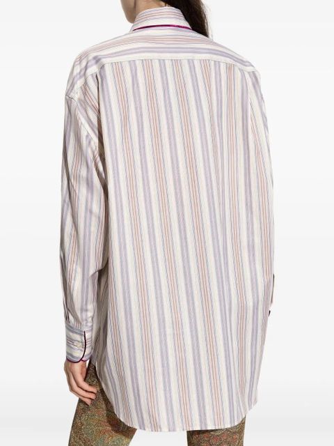ETRO striped velvet-trimmed shirt - Neutrals