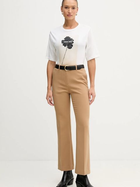 Sisley t-shirt bawełniany damski kolor beżowy 3I1XL107Y