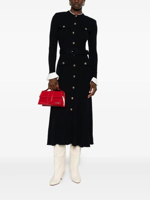 Self-Portrait button-detailed ribbed-knit maxi dress - Blue