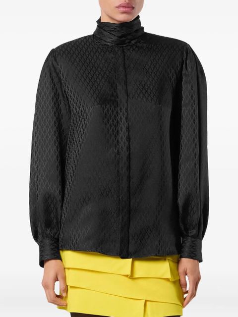 Versace quilted tie-neck shirt - Black