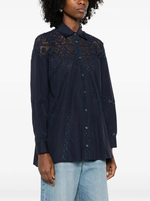 LOEWE x Paula's Ibiza lace buttoned shirt - Blue