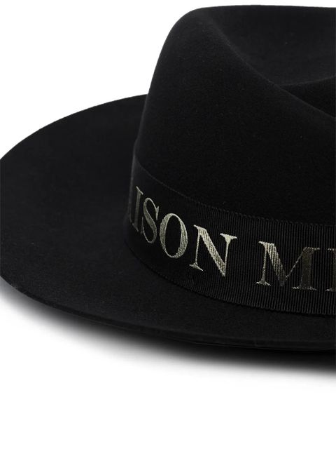 Maison Michel Virginie logo-tape fedora hat - Black