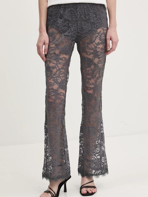 Never Fully Dressed spodnie Charcoal Lace damskie kolor szary dzwony high waist NFDTR453 - zdjęcie produktu nr 1