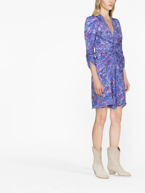 ISABEL MARANT floral-print ruched minidress - Blue
